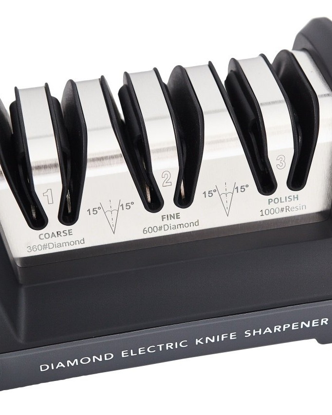 Dispozitiv electric de ascutit cutite cu diamant SHARPI, unghi fix 15 grade, 3 granulatii de ascutire 360/600/1000
