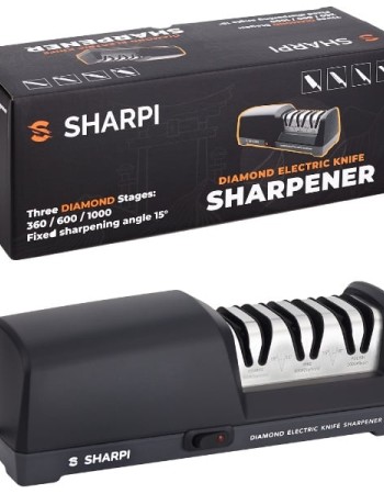 Dispozitiv electric de ascutit cutite cu diamant SHARPI, unghi fix 15 grade, 3 granulatii de ascutire 360/600/1000