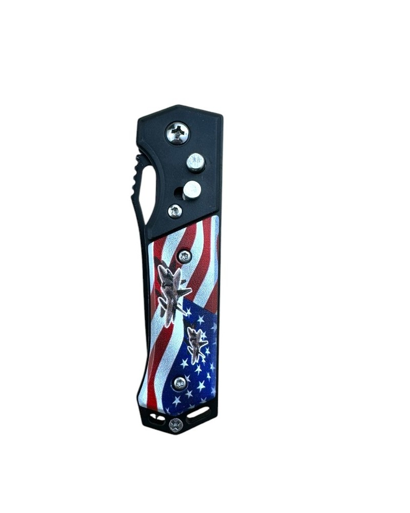 Briceag automat MiniBlade, lama otel carbon 7 cm, sistem blocare Push Buton