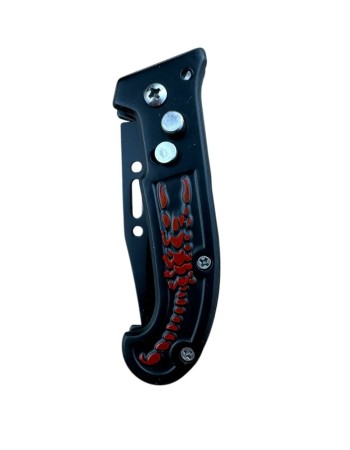 Briceag automat ScorpionBlack, lama otel carbon 7 cm, lungime totala 16.2 cm, sistem de blocare Push Buton