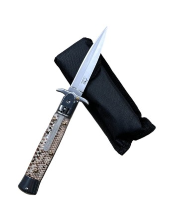 Briceag pliabil automat de buzunar KC012, lama otel inoxidabil 9 cm, maner ergonomic, husa protectie inclusa