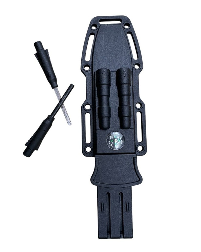 Cutit drumetie 405A, lama otel carbon, teaca cu fluier, busola si aprizator foc incluse