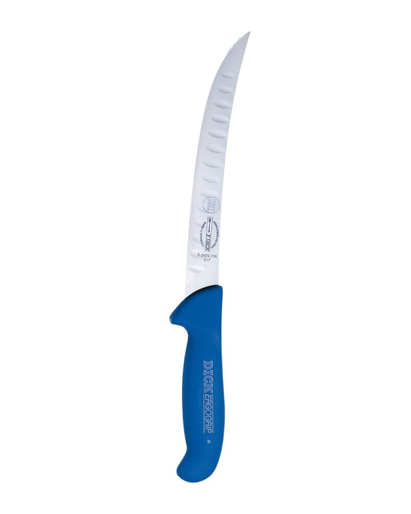 Cutit pentru macelari cu alveole, F.Dick ERGOGRIP, lama curbata 21 cm, 8.2425.21K