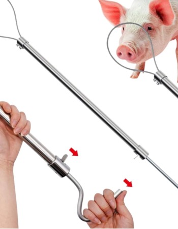 Pachet 2x lasou metalic autoblocant pentru animale, 60 cm, otel inox