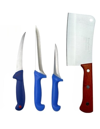 Set 3 cutite si un satar pentru macelarie, otel inoxidabil