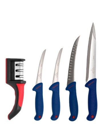 Set 4 cutite macelarie si un dispozitiv pentru ascutire, Germany Style
