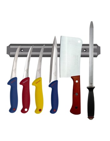 Set cutite macelarie Germany Steel 7 piese, cutite dezosare, cutit spintecat, satar si pila ascutire